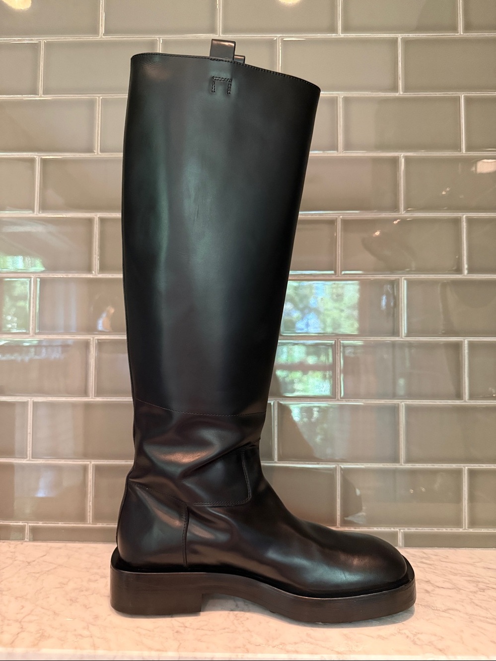 Tod's Gomma Black Leather Knee High Riding Boot NWT Size 40 IT